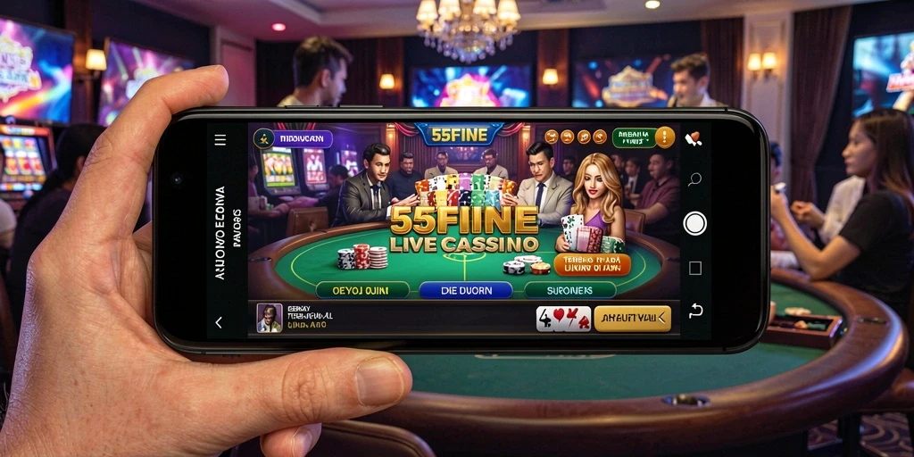 Tampilan gameplay Live Casino yang mendebarkan di 55FIVE.