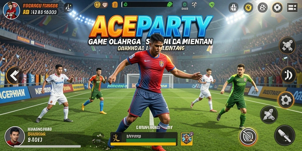 Screenshot utama ACEPARTY menampilkan aksi permainan olahraga yang mendebarkan.