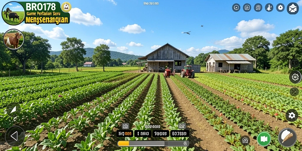 Tampilan gameplay <strong>BRO178</strong> yang menawan dengan aktivitas pertanian yang seru.