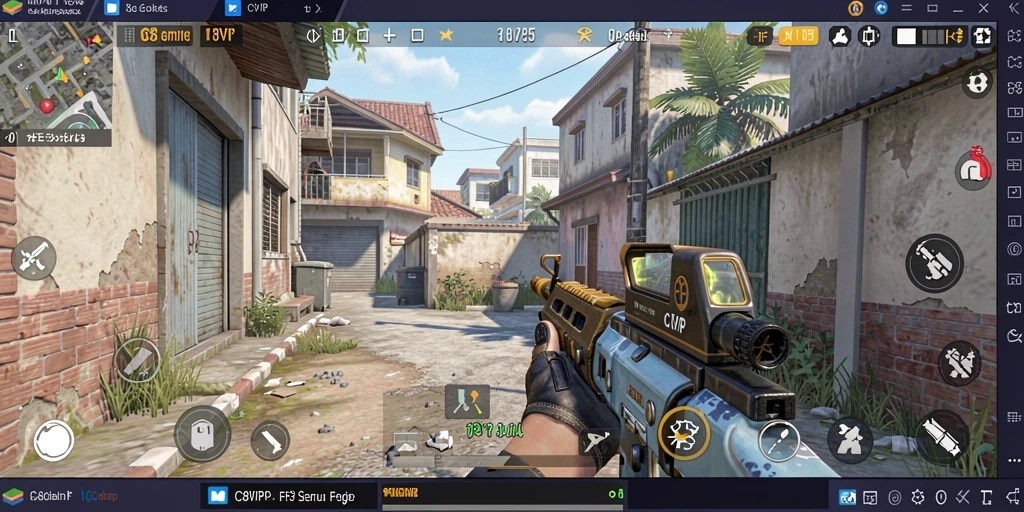 Tampilan gameplay C8VIP yang mendebarkan saat bertempur di arena FPS.