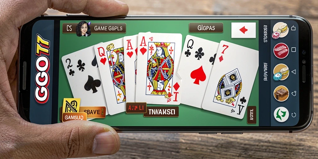 Screenshot gameplay GOGO77 menunjukkan suasana permainan Gaple yang seru.