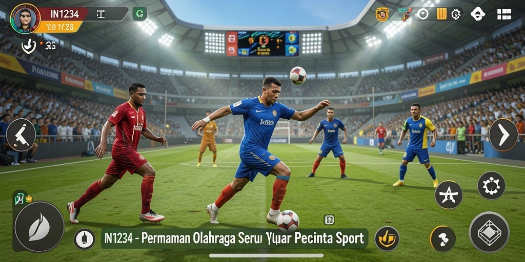 Tampilan gameplay seru dari IN1234 dengan karakter olahraga yang beragam.