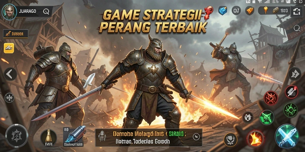 Tampilan gameplay mendebarkan dari JUARAGO dalam pertempuran strategi.