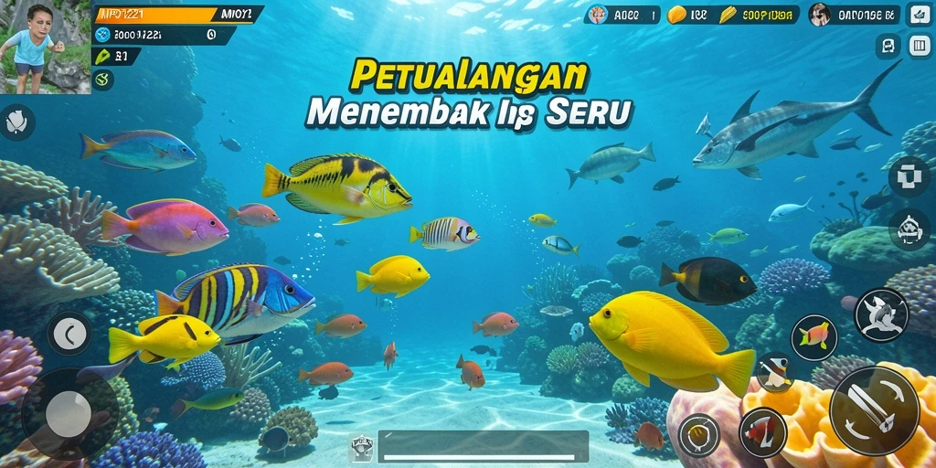 Screenshot gameplay MPO1221 menunjukkan aksi menembak ikan yang seru.