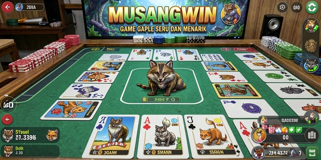 Tampilan menarik dari gameplay Gaple di MUSANGWIN.
