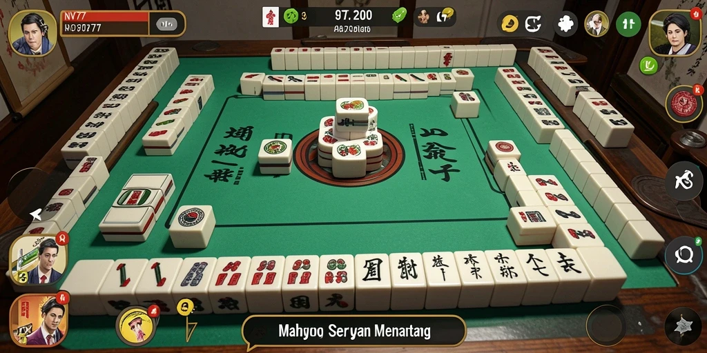 Screenshot NV77 menampilkan aksi seru dalam permainan Mahjong.