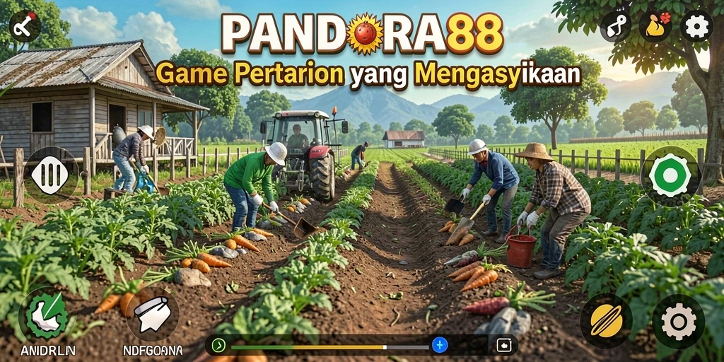Tampilan screenshot PANDORA88 menampilkan aktivitas bertani yang menyenangkan.
