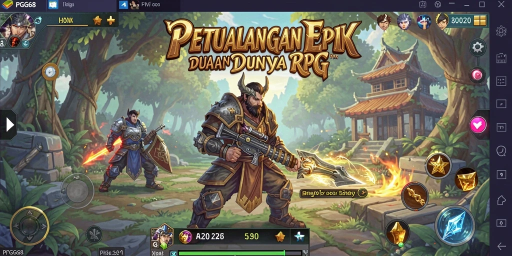 Screenshot permainan PGG68 menampilkan aksi pertempuran yang mendebarkan di dunia fantasi.