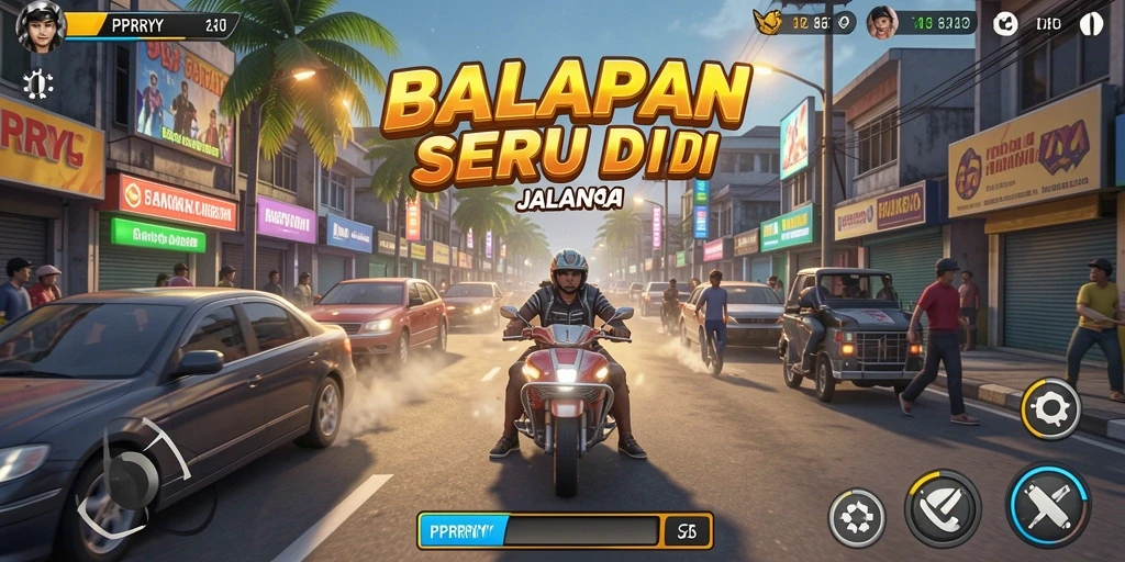 Tampilan gameplay PPRRYY dengan aksi balapan yang mendebarkan.