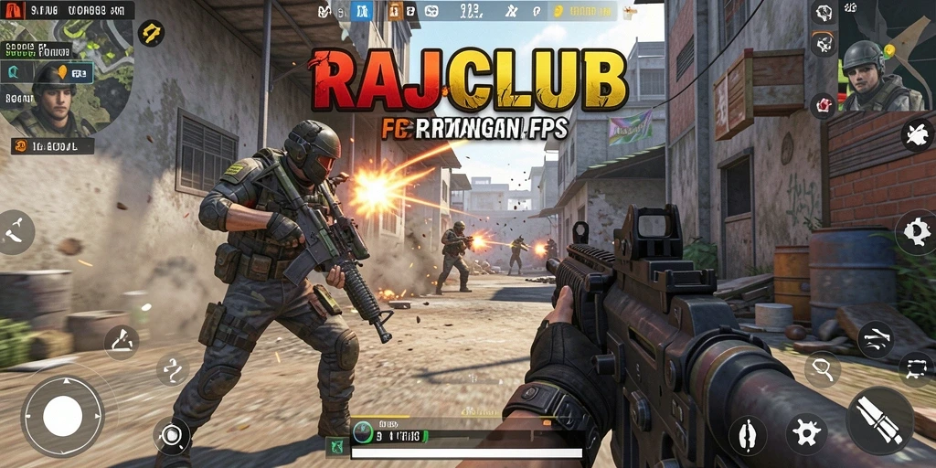 Gameplay RAJACLUB yang intens dengan aksi tembak-menembak yang mendebarkan.