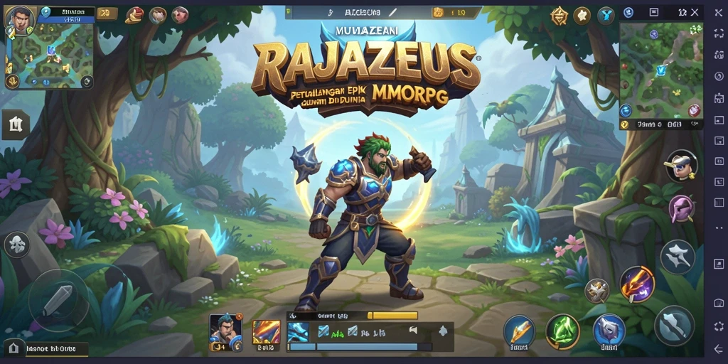 Tangkapan layar utama RAJAZEUS menampilkan petualangan seru dalam dunia MMORPG.