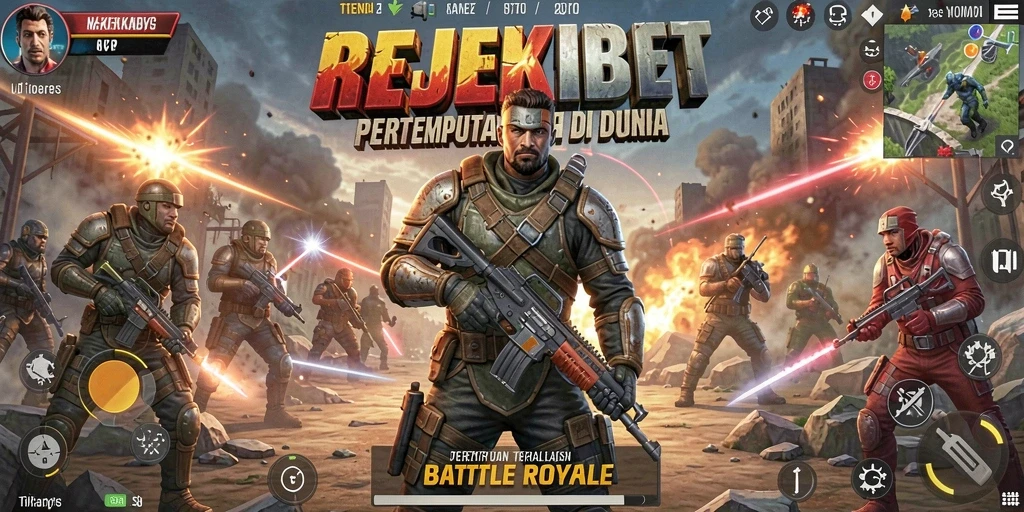 Screenshot gameplay <strong>REJEKIBET</strong> menunjukkan aksi mendebarkan dalam pertempuran Battle Royale.