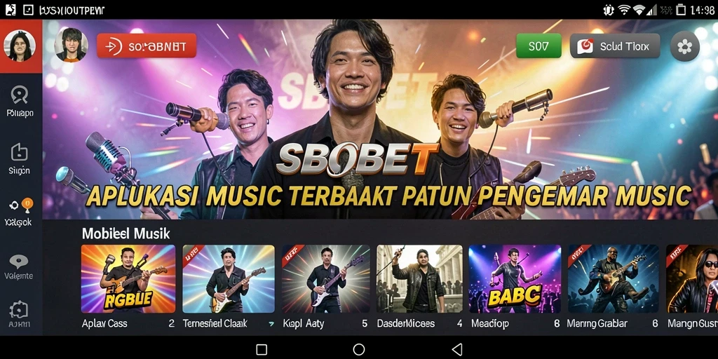 Screenshot gameplay SBOBET dengan antarmuka aplikasi Musik yang menarik.
