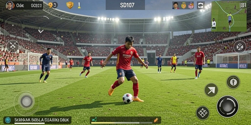 Tampilan gameplay mendebarkan dalam SD107 saat tim beraksi di lapangan.