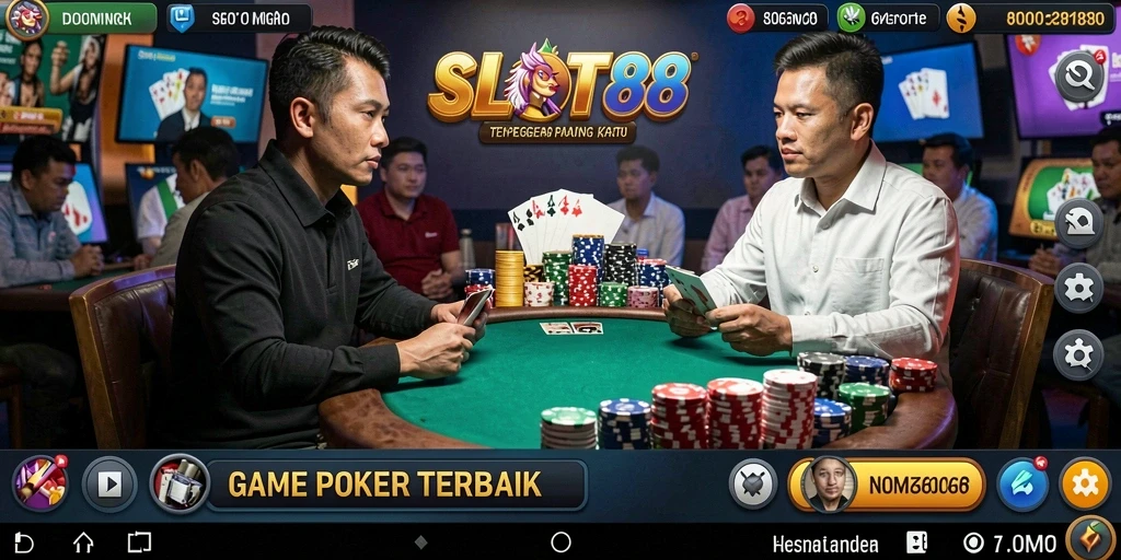 Tampilan gameplay Poker yang mendebarkan di SLOT88.