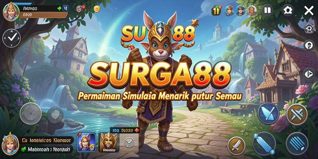 Screenshot gameplay <strong>SURGA88</strong> yang menunjukkan dunia simulasi yang menarik.