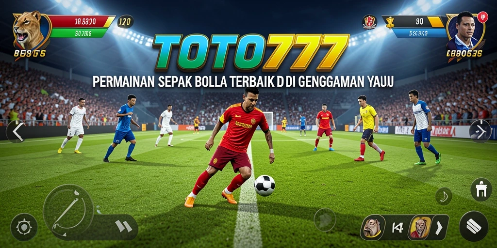 Tangkapan layar gameplay TOTO777 dengan aksi sepak bola yang mendebarkan.