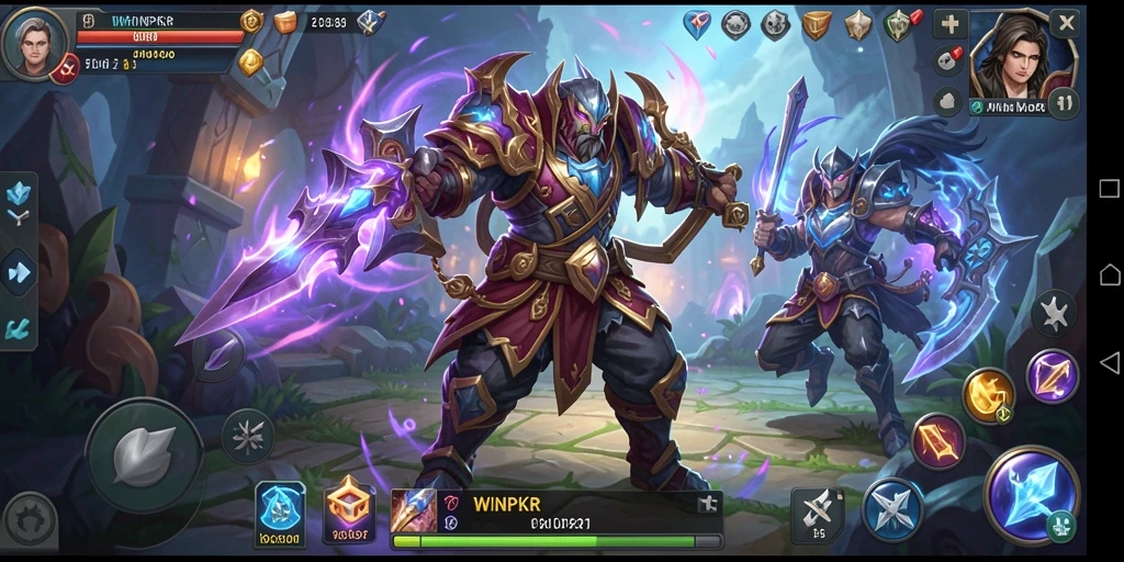 Screenshot gameplay WINPKR menampilkan karakter beraksi di dunia MMORPG.