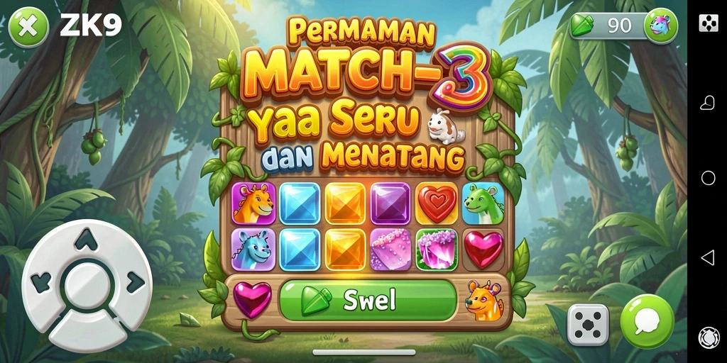 Tampilan menarik dari gameplay ZK9 yang menantang di Match-3.